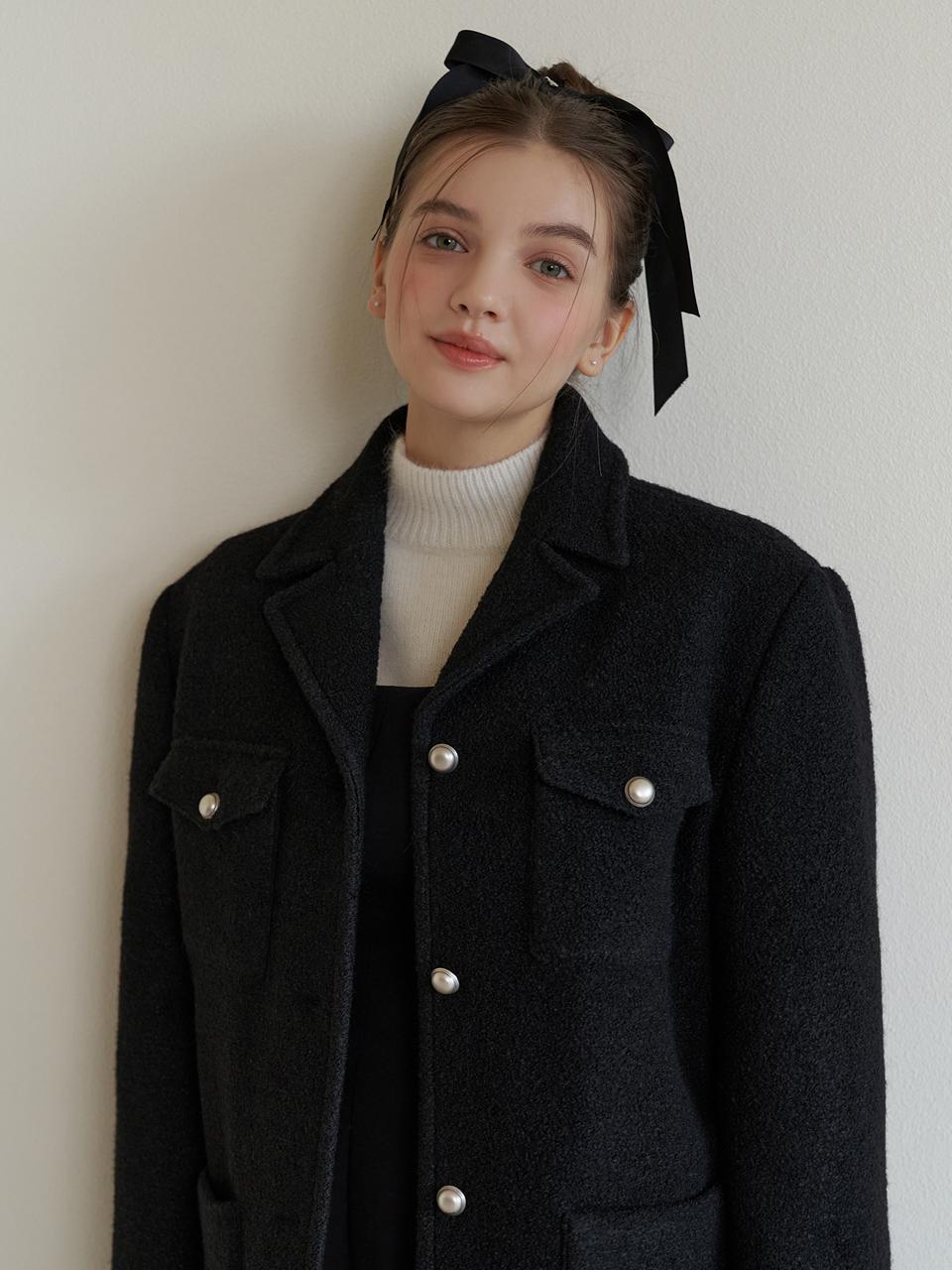 Out pocket wool jacket (black)