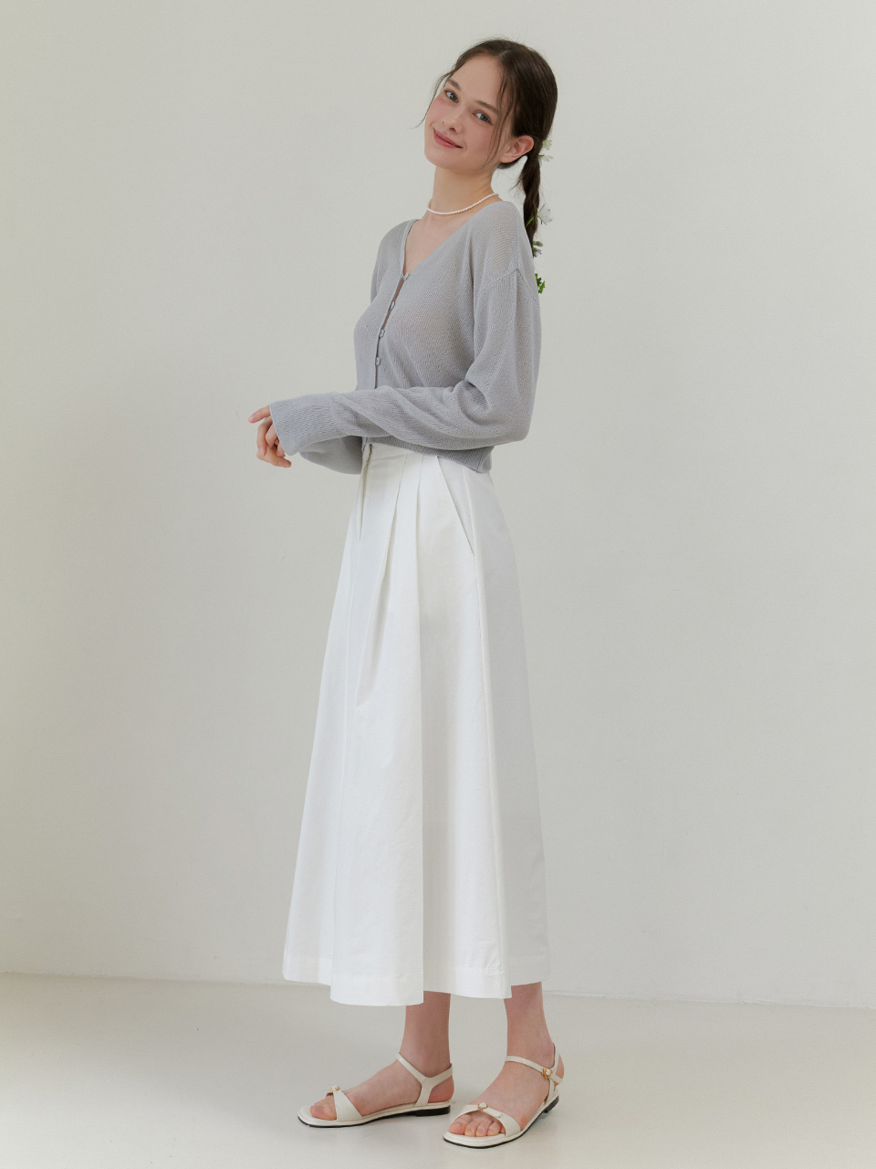Wade pintuck skirt (white)