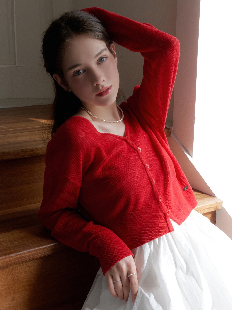 Clover v cardigan (red)