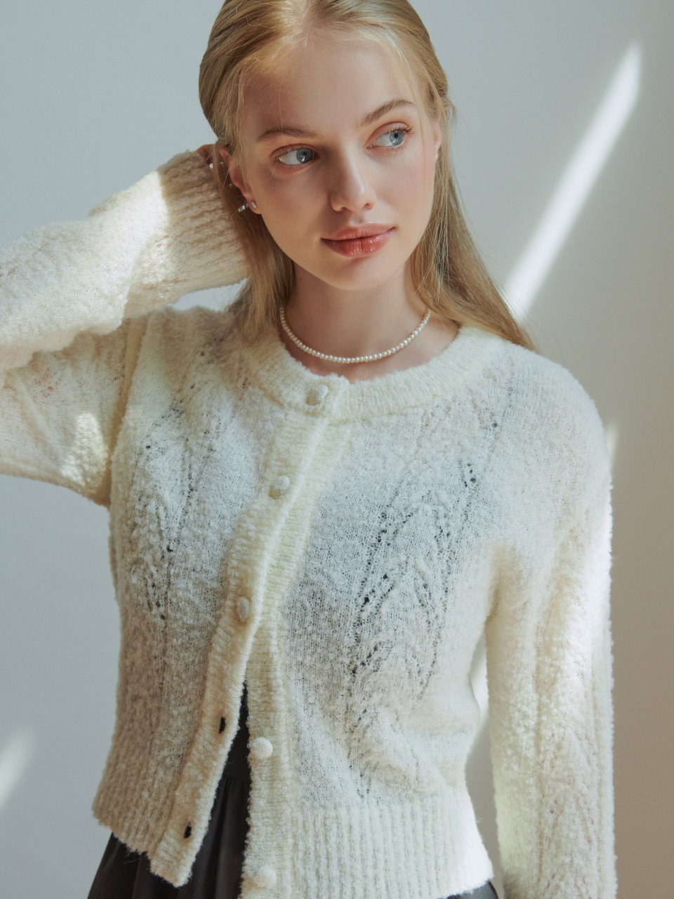 Vine knit cardigan (ivory)