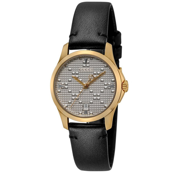[추가비용없음] 구찌 YA126571 G Timeless 28mm Quartz Silver Black Ladies Watch