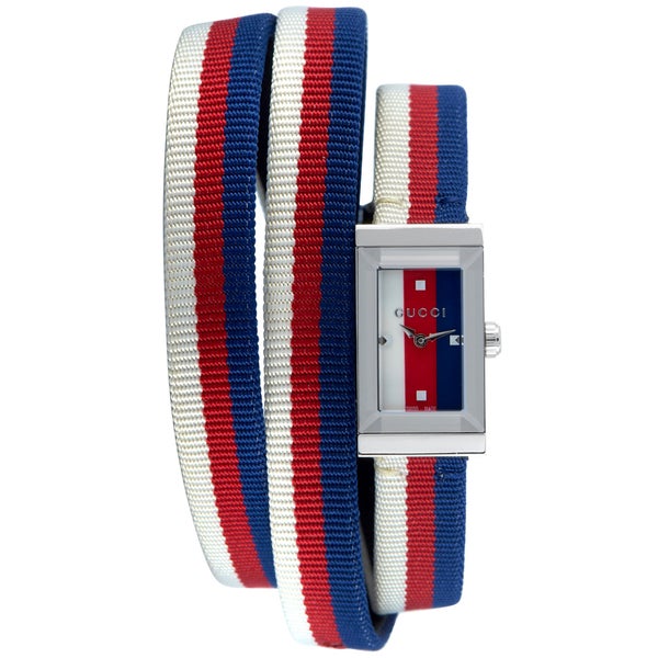 [추가비용없음] 구찌 YA147502 G Frame Nylon Belt Tricolor Dial Ladies Watch