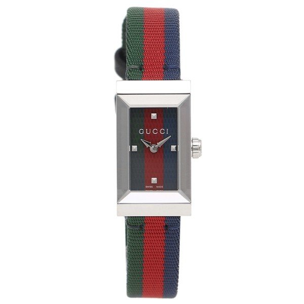[추가비용없음] 구찌 YA147509 G Frame Web Stripe Quartz Green Red Navy Ladies Watch
