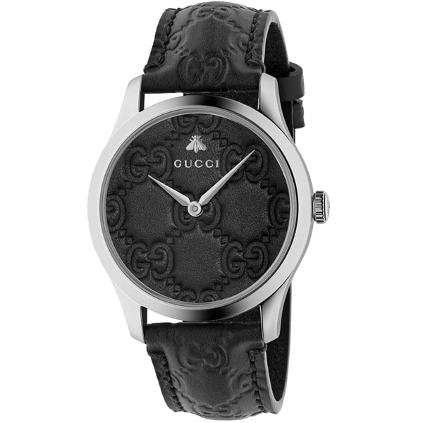 [추가비용없음] 구찌시계 GUCCI  YA1264031AG-Timeless Black Dial Black Leather Strap Unisex Watch