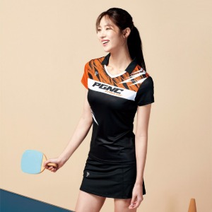 ST-2583 여성용 볼링 티셔츠 (BLACK/ORANGE)