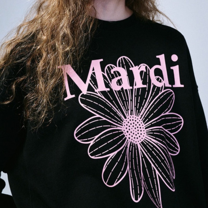 【公式・美品】SWEATSHIRT FLOWERMARDI_BLACK PINK MARDI MERCREDI Sweatshirt Flower Mardi Needlework - Black