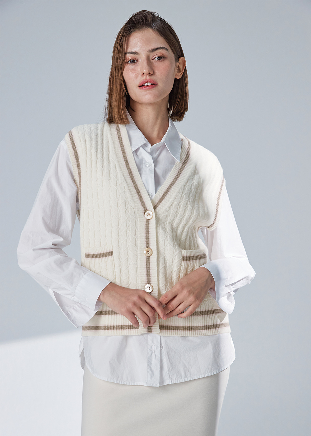 Rope cable vest(cream)  20%