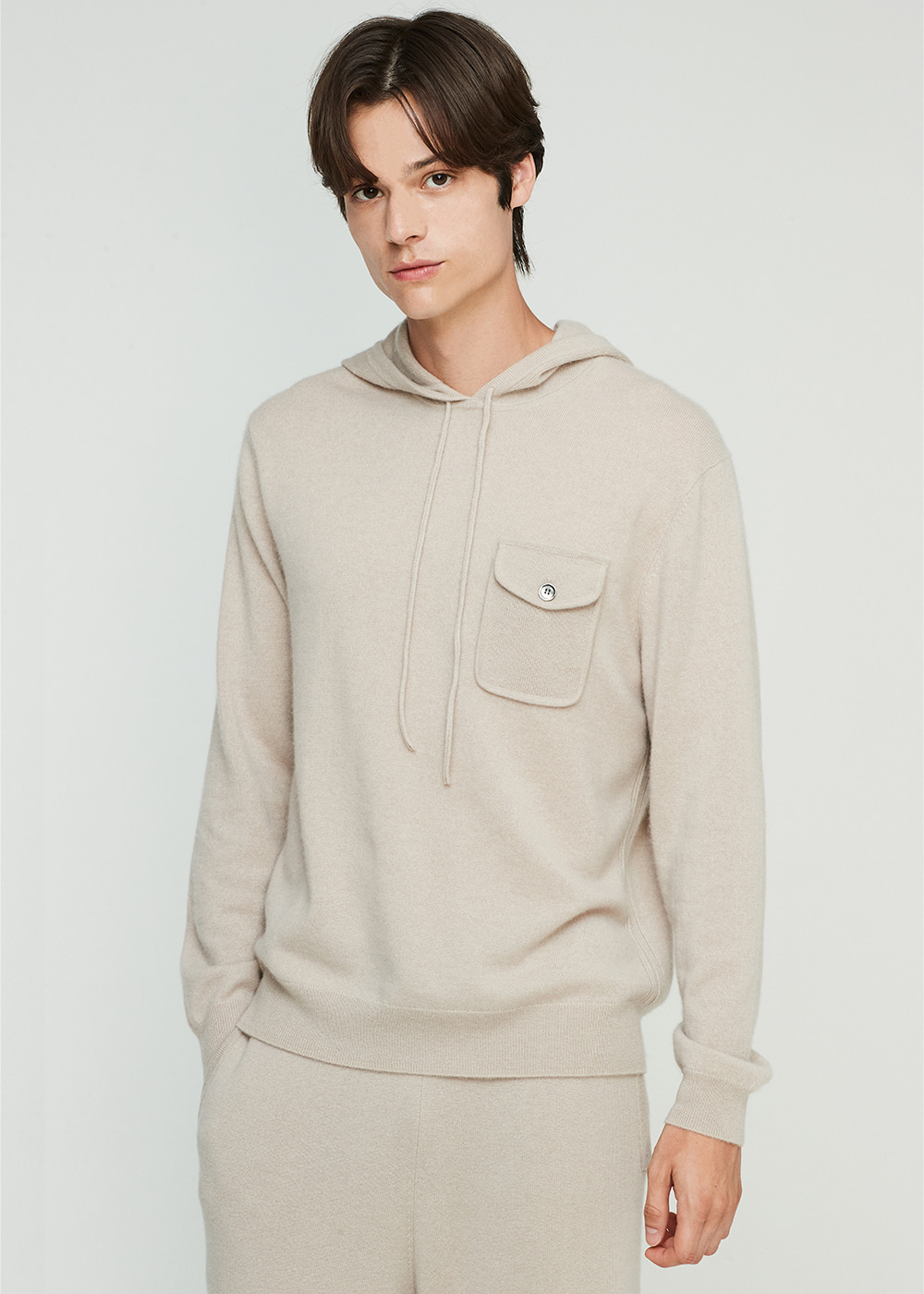 Pocket hoody pullover (skin beige)