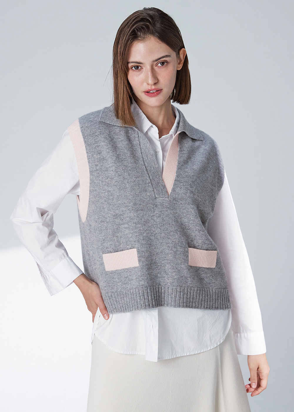 Open collor vest(cloud) 20%