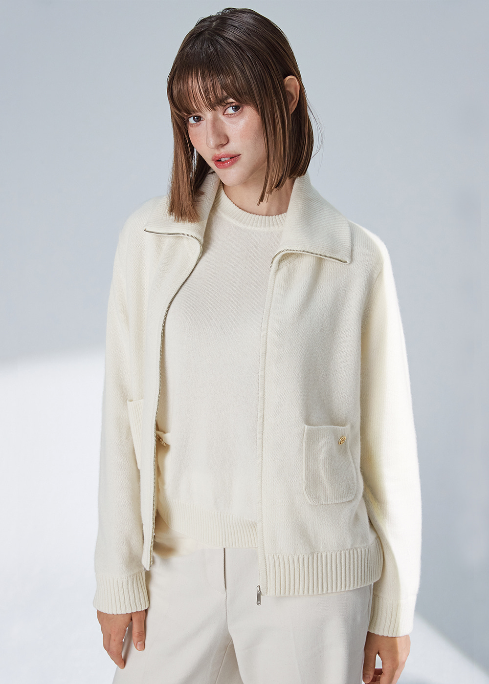 Collar Zip-up jacket  (cream) 20%