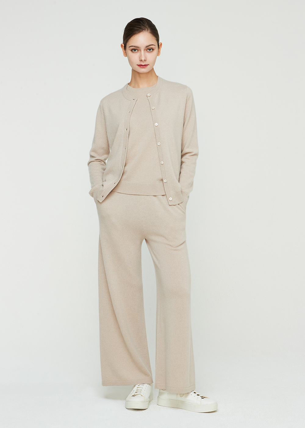 Semi wide kint pants (skin beige)20%