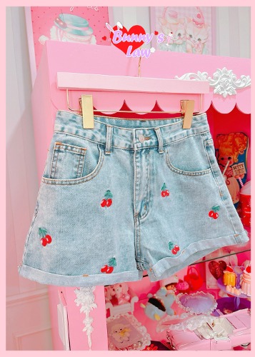 Cherry Denim Shorts