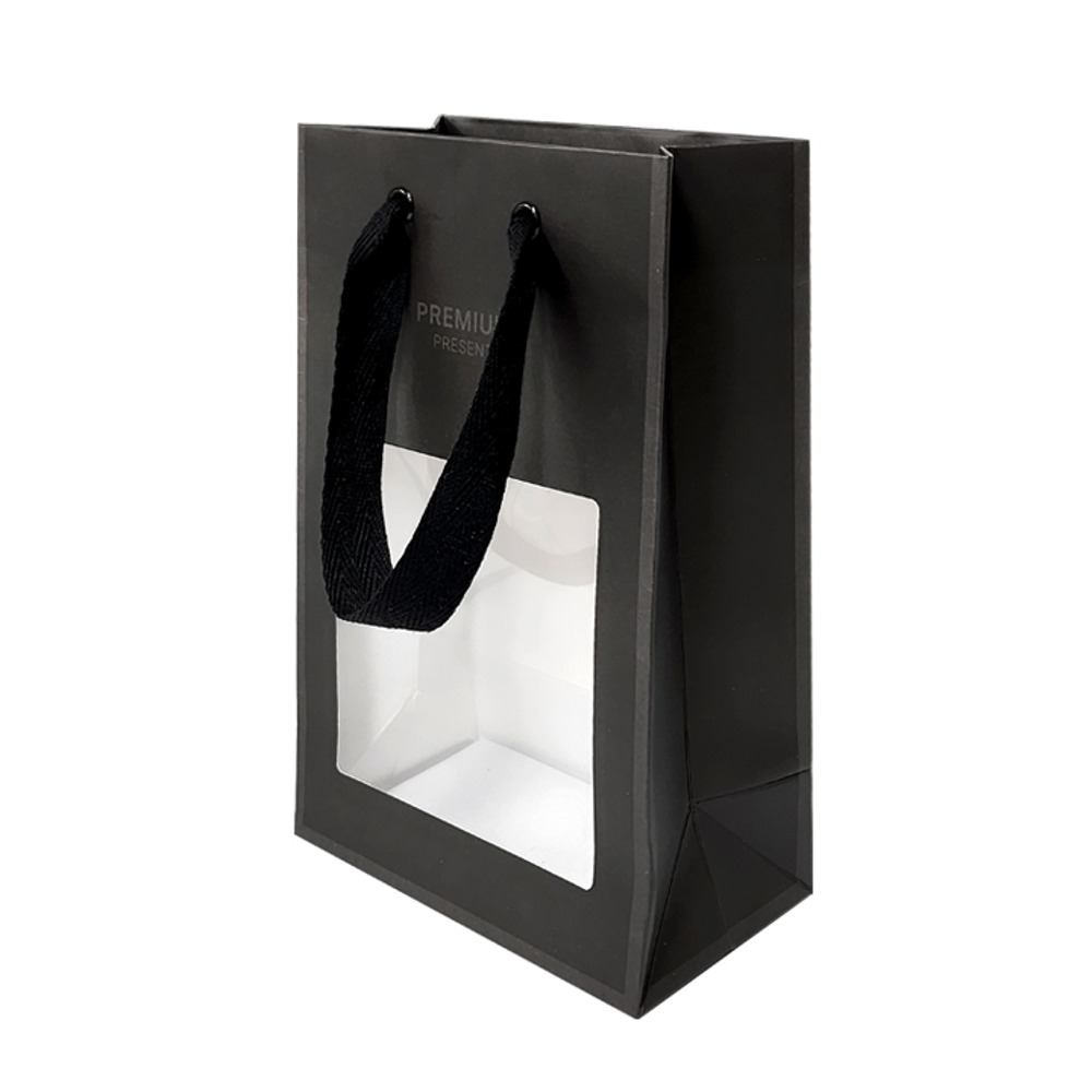 모던라인 투명창 쇼핑백 블랙 (선물 포장 고급 봉투)