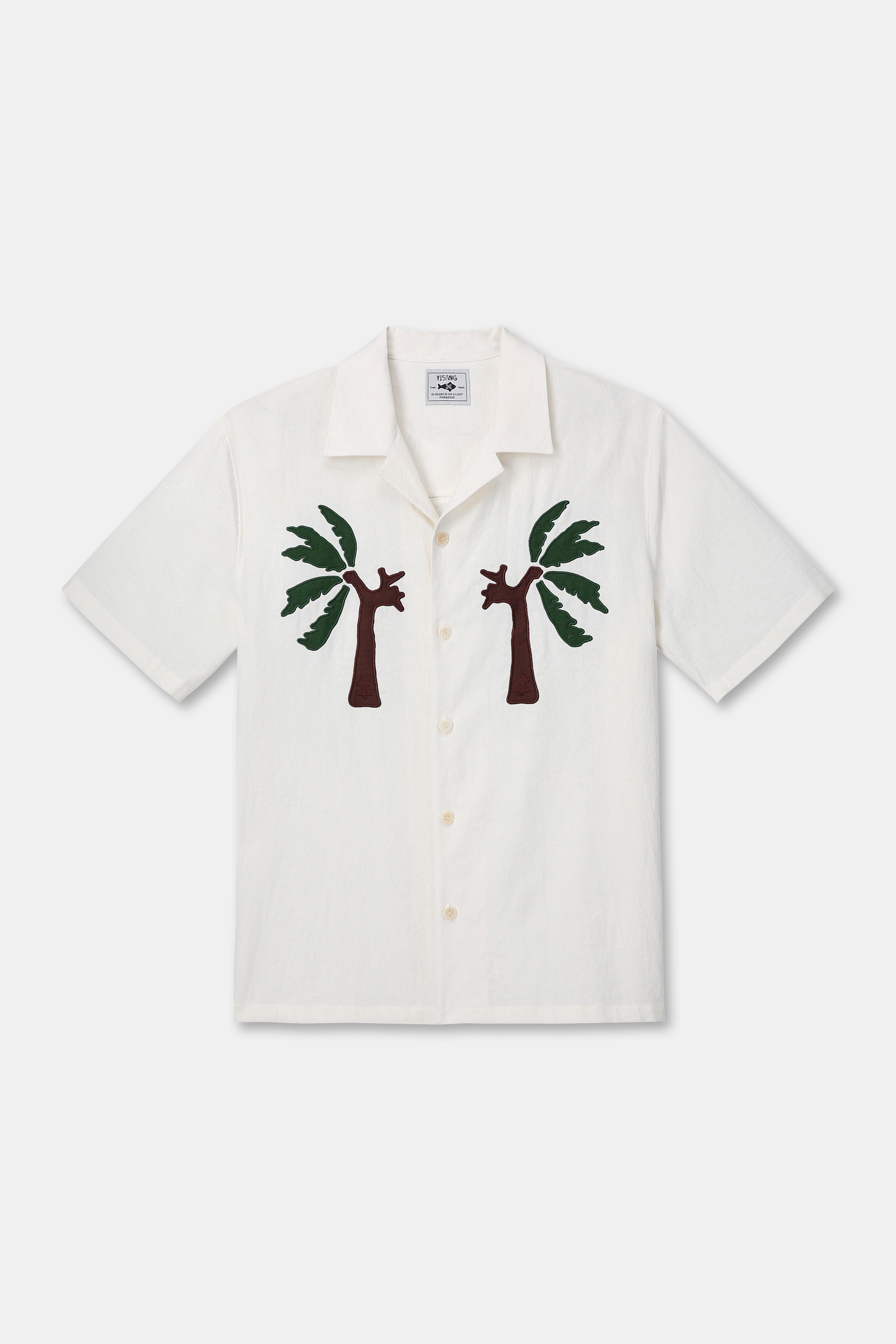 Palm Tree open collar shirt - Ivory
