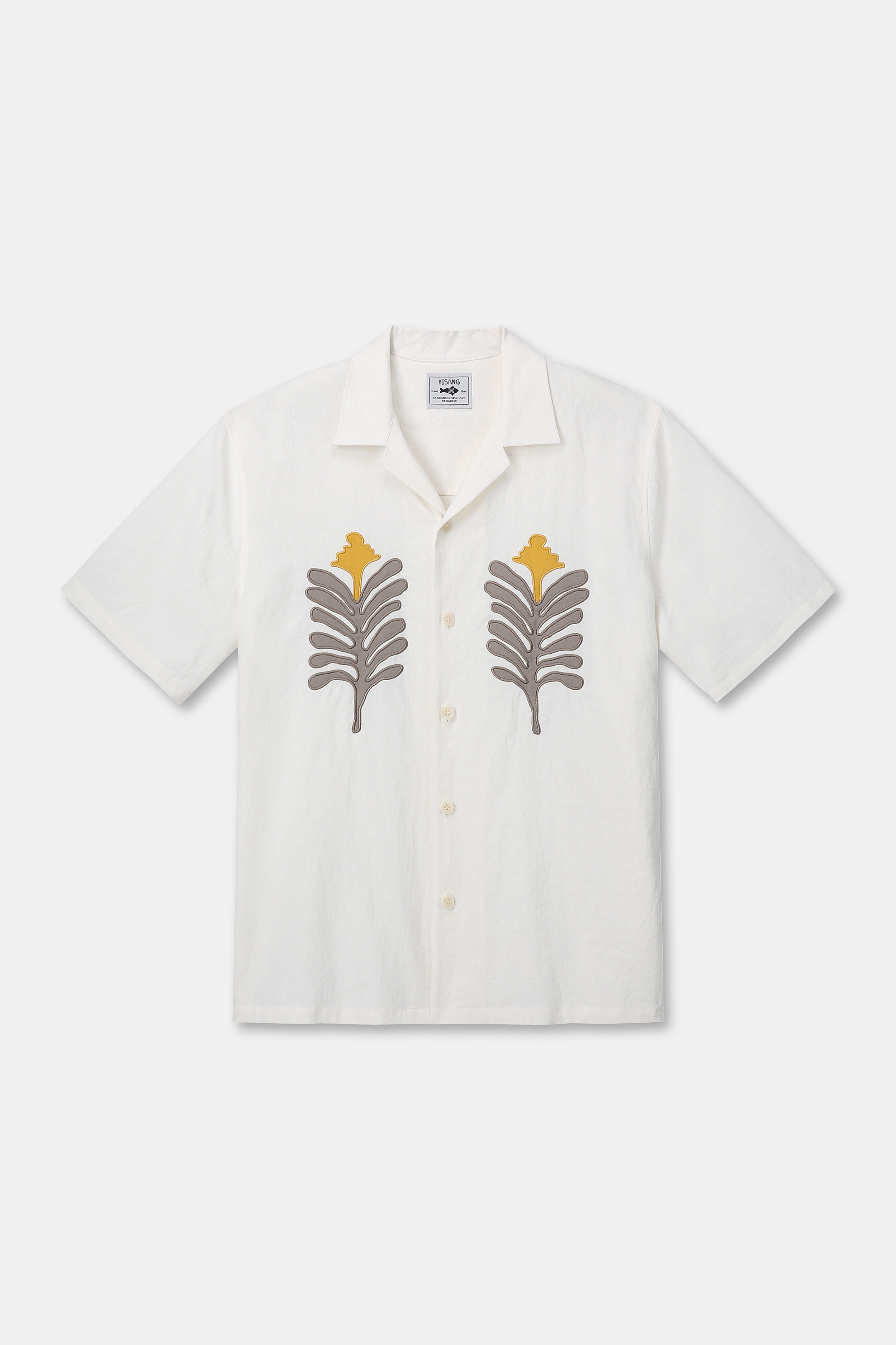 Tropical Flower open collar shirt - Ivory
