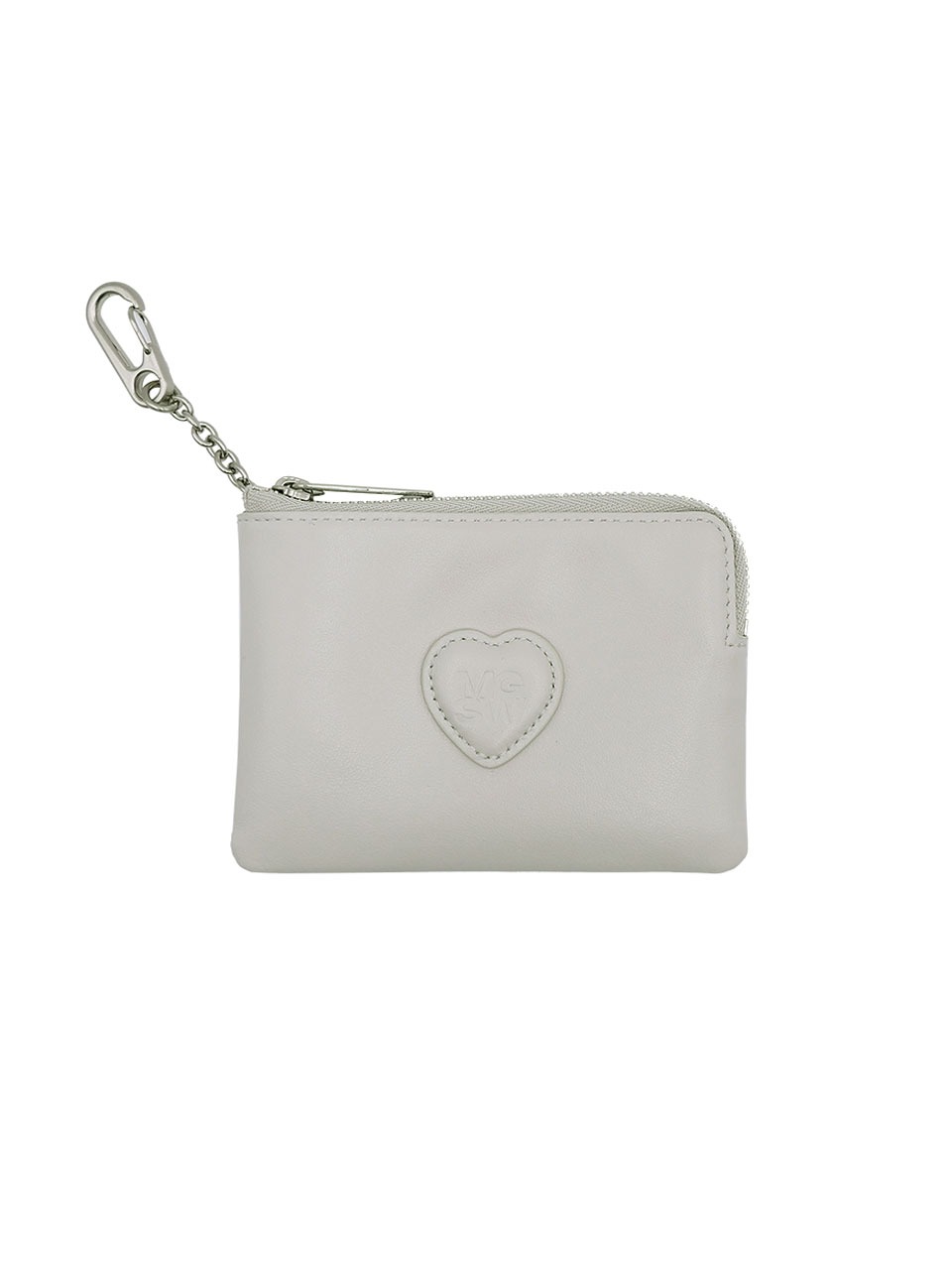 HEART ZIPPER WALLET_ivory plain