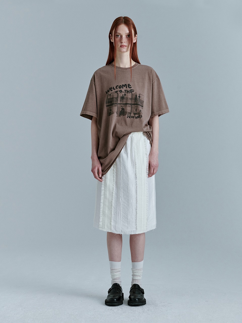 [Margesherwood ] / ☆ RUFFLE BANDING MIDI SKIRT / ivory Margesherwood ] / ☆ RUFFLE BANDING MIDI SKIRT / ivory