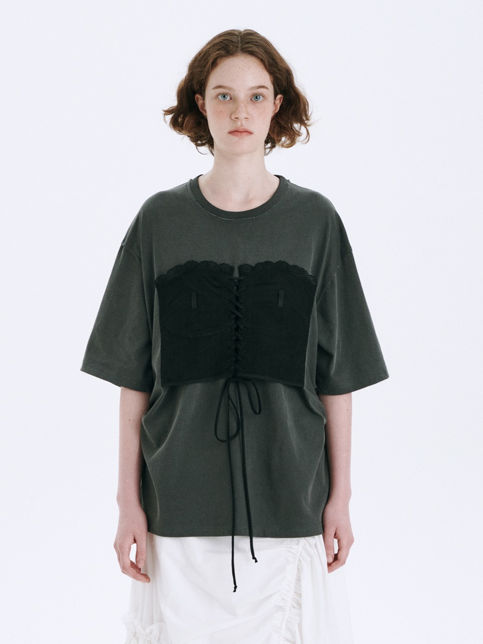 LACE-UP BUSTIER T-SHIRT_dark grey - MARGESHERWOOD