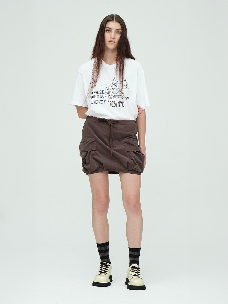 [Margesherwood ] / ☆ DRAW STRING CARGO MINI SKIRT / brown Zakai Cargo Denim Mini Skirt Brown | Princess Polly USA