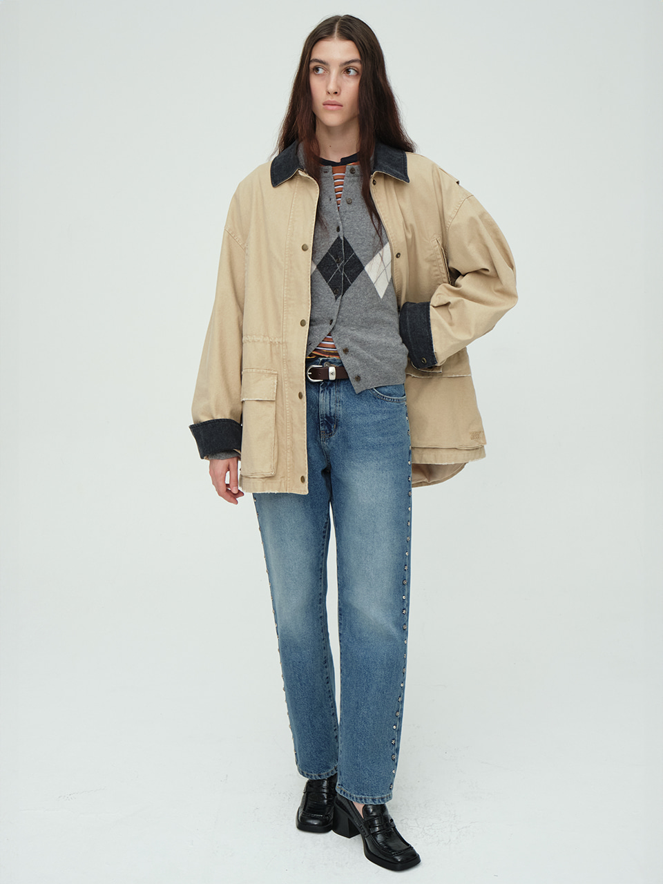 【COSYHARU】Modern argyle cardigan COSYHARU】Modern argyle cardigan (COSYHARU/カーディガン