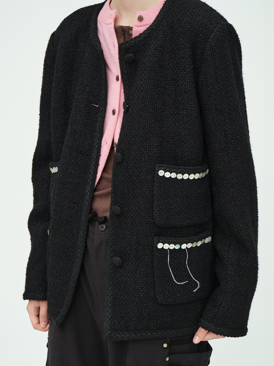 [MARGESHERWOOD] / ☆ TWEED JACKET/ black Designer fashion, Seoul-fully created | W Concept