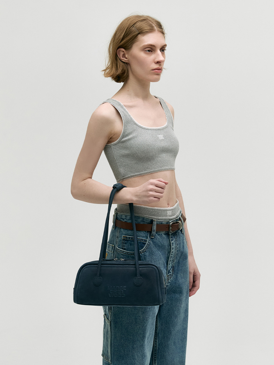 SOFT BAGUETTE BAG_indigo nubuck - MARGESHERWOOD