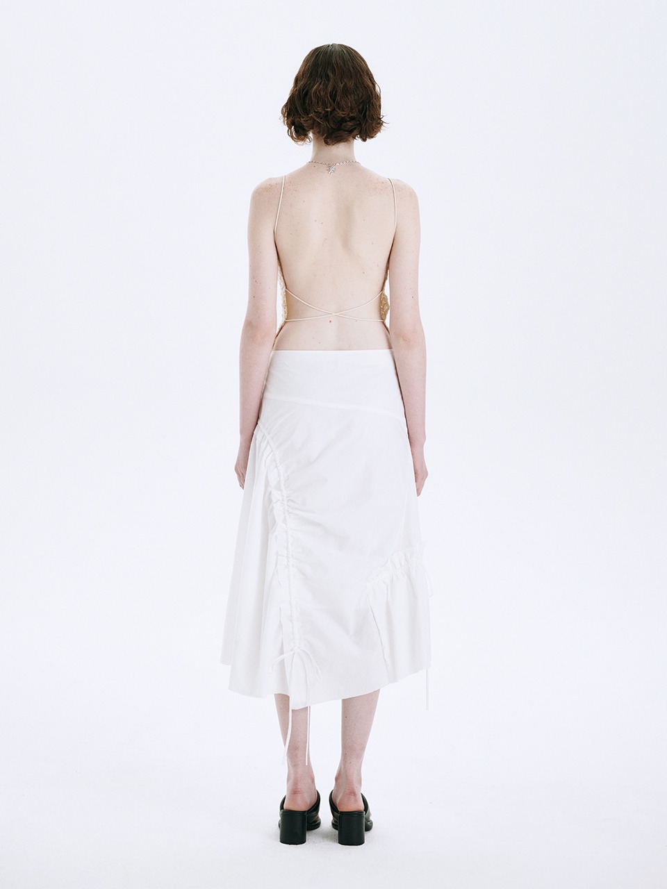 TWISTED SHIRRING SKIRT_off white
