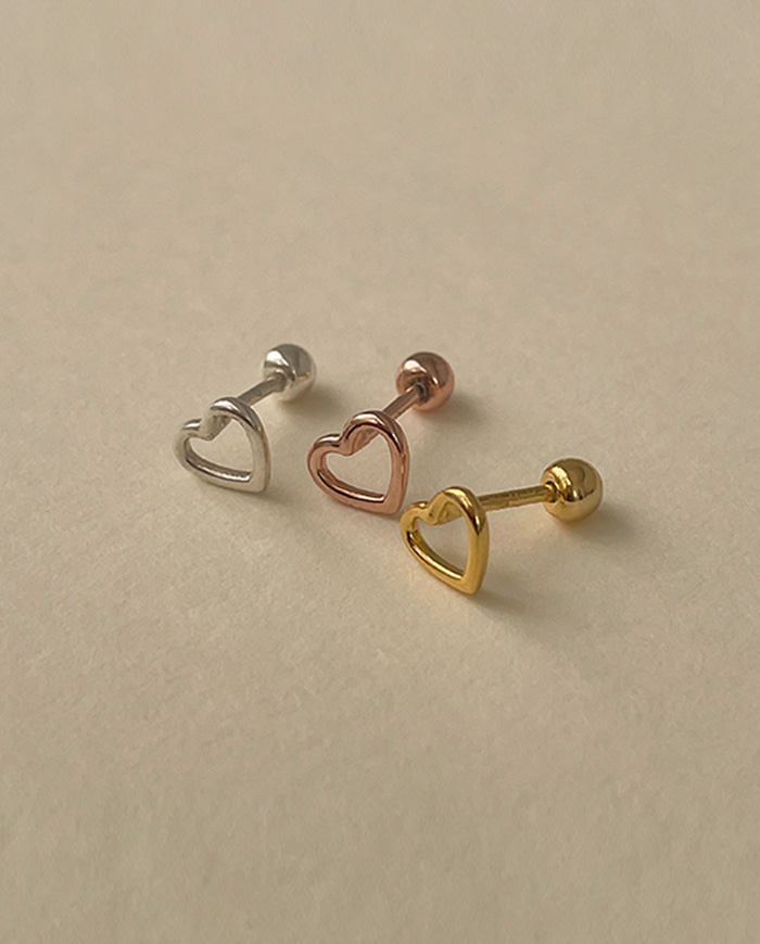 [925 Silver] Empty heart piercing E 112