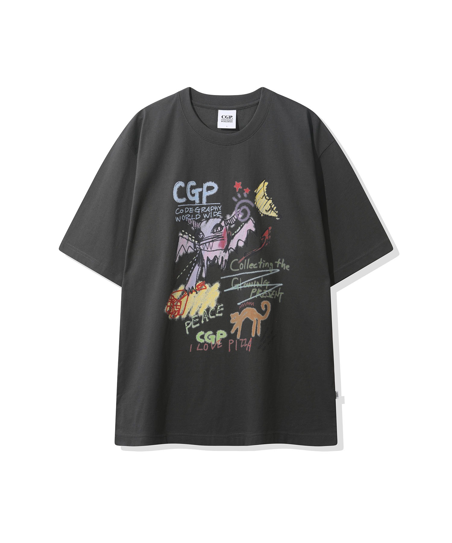 Childish Devil Drawing Short-Sleeve T-Shirt-CHARCOAL