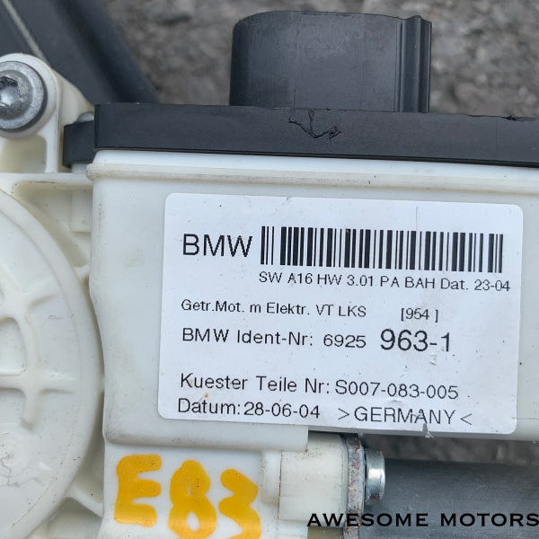 BMW X3 E83 운전석 앞 윈도우 모터와 레귤레이터 FL 6925963 3448249