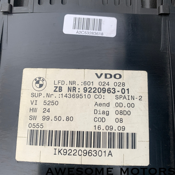 bmw e90 320d 계기판 인스트루먼트 9220963 9316127