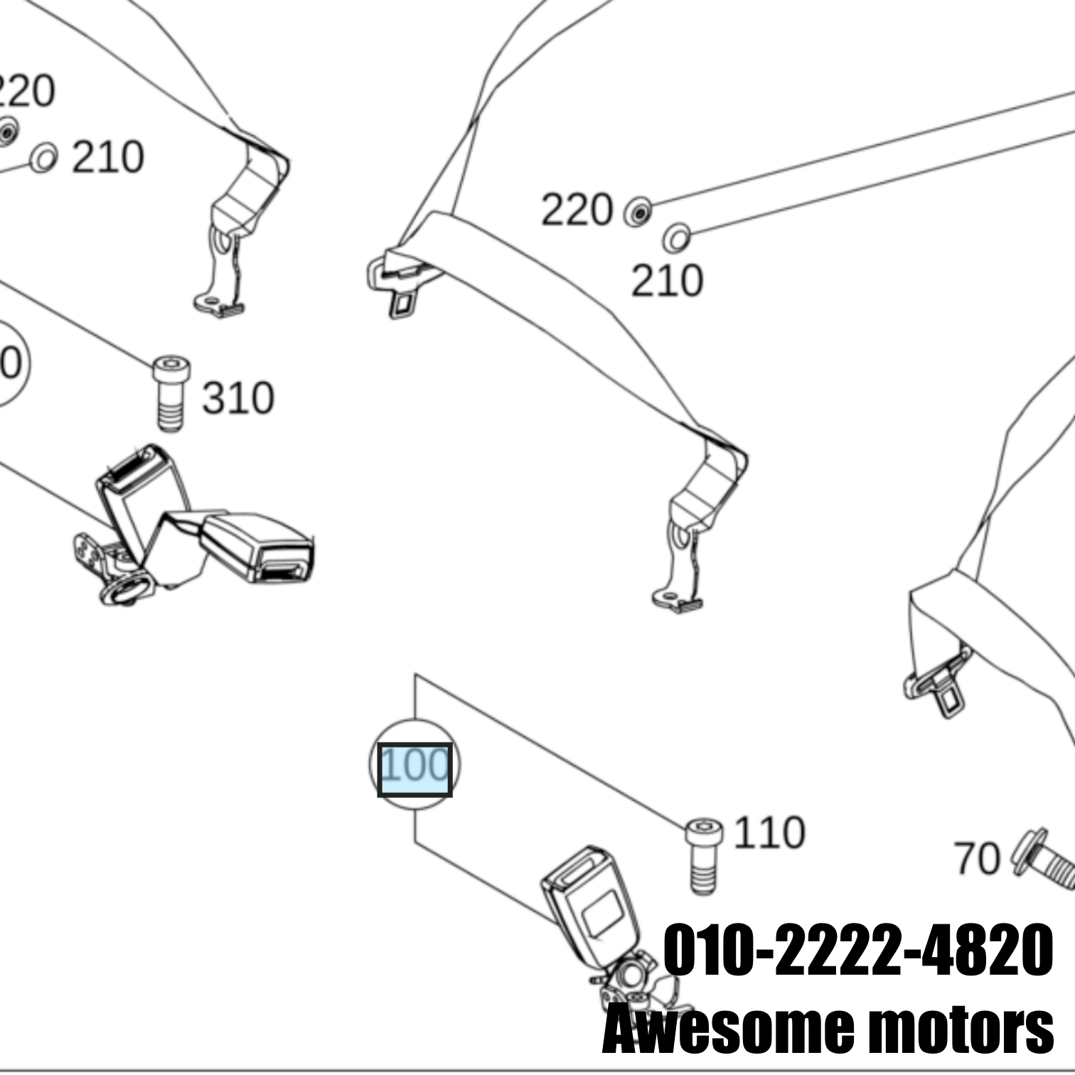 벤츠 w205 c220 리어시트 의 운전석 안전벨트 버클 암놈  a2058600569 a20586089601