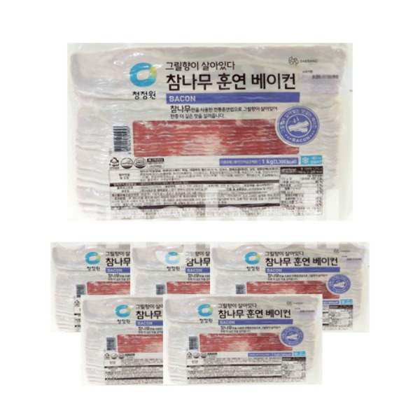 청정원 참나무로 훈연한 베이컨 1kg 1박스 5개입