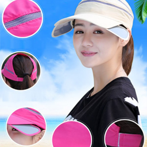 [해외] TOP신상 패션 캐주얼 여름 여성비치 자외선 차단 야구 신축가능 모자 챙 큰 썬캡