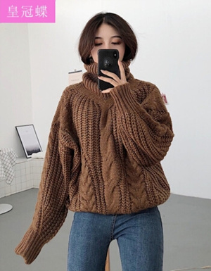 [해외] 느슨한 하이 칼라 스웨터