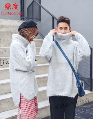 [해외] 커플 스웨터 터틀넥 스웨터 남성과 여성 커플 따뜻한 두꺼운 스웨터