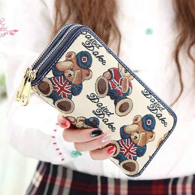[해외] 패션 캐주얼 여성 곰 귀여운 다기능 지퍼 핸드백 장지갑