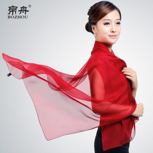 [해외]직구 BOZHOU 여성 실크 단색 스카프