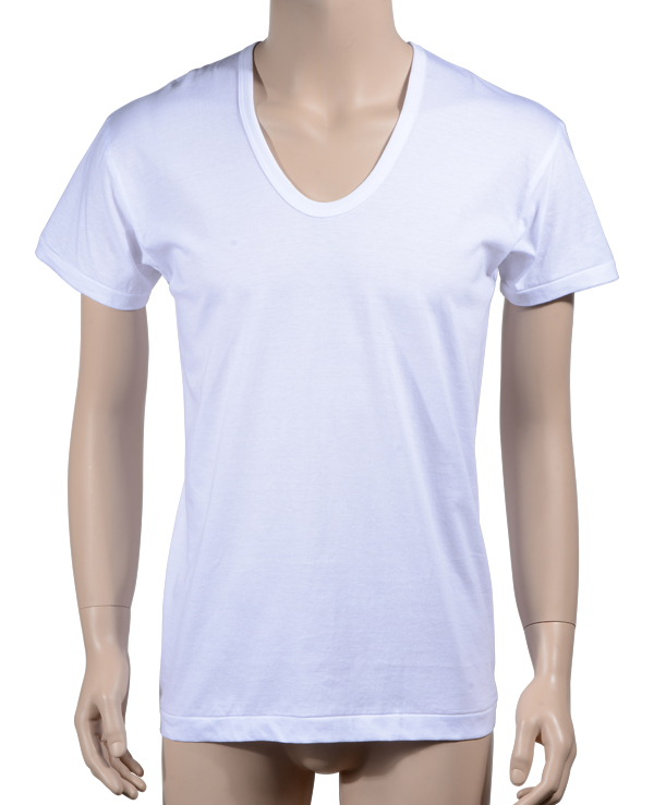 (TRY)(남U넥 T셔츠)깨끗한 면 100% 백색 U넥 반팔 T셔츠-95/100/105