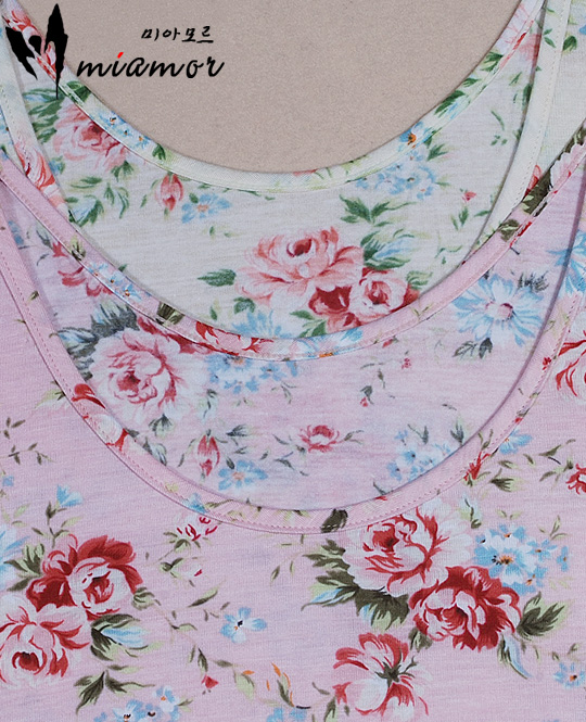sw (보신각)(LG-334)꽃무늬 나염 텐셀스판 여성9부상의-두가지색상