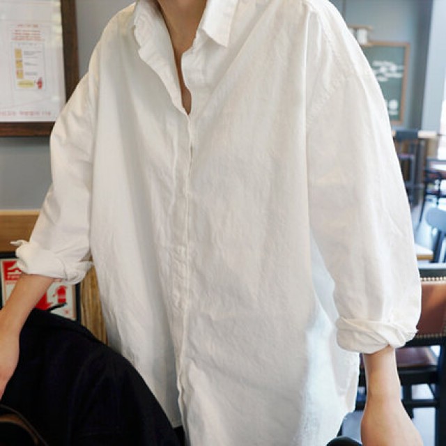 [해외] HOT신상 여성 빅사이즈 셔츠 남친스타일 화이트 티셔츠