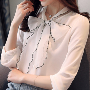 [해외] HOT신상 여성 쉬폰 리본 블라우스 자외선차단 티셔츠