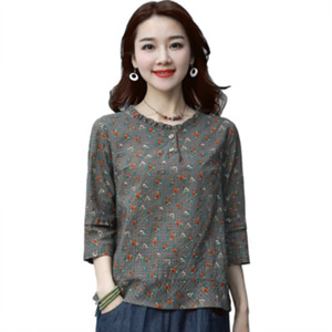 [해외] HOT신상 여성 잔꽃무늬 면 티셔츠 캐주얼티셔츠 루즈 티셔츠