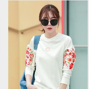 [해외] HOT신상 봄 여성 패션 배색 꽃무늬 캐주얼티셔츠