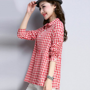 [해외] HOT신상 봄 여성 체크남방 티셔츠 패션 캐주얼티셔츠