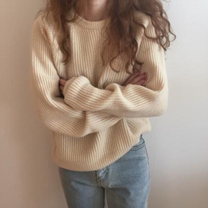 [해외] 2018 봄 신상 루즈핏 라운드 넥 스웨터 여성