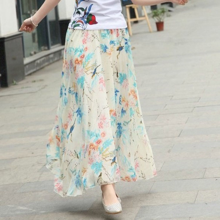 [해외] HOT신상 여름 여성 꽃무늬 쉬폰 롱 치마 비치 스커트