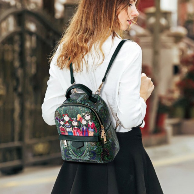 [해외] TOP신상 패션 캐주얼 여성 복고풍 독창적인 청춘 꽃무늬 백팩 여행 가방