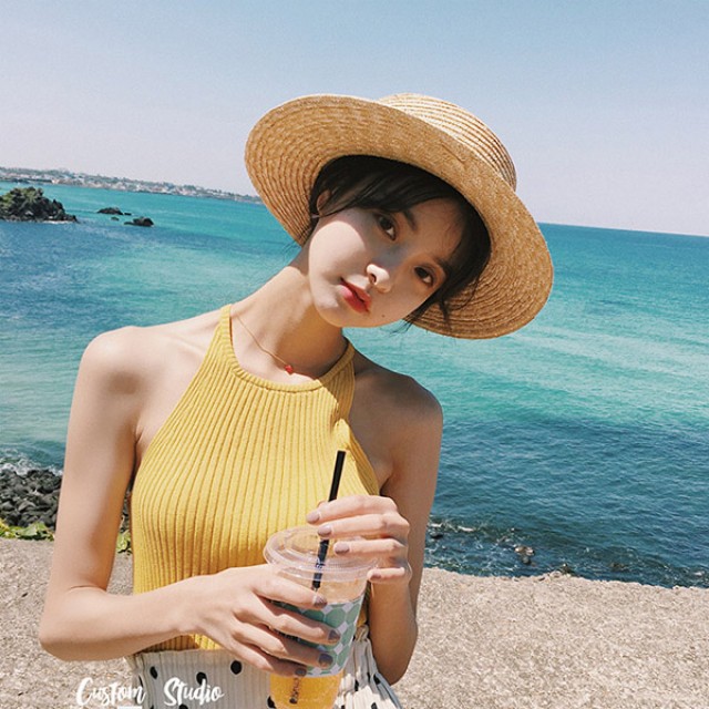 [해외] TOP신상 패션 캐주얼 여름 여성 자외선 차단 모자 밀짚모자 여행캡