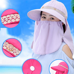 [해외] TOP신상 패션 캐주얼 여름 여성비치 자외선 차단 얼굴보호 모자 챙 큰 썬캡